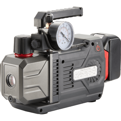 Vacuum Pump Double Effect R32 With Battery, Solenoid Valve & Pressure Gauge vacuum pump double effect r32 with battery solenoid valve and pressure gauge
